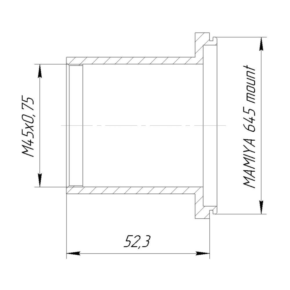 M45x0.75 female thread to Mamiya 645 camera mount adapter