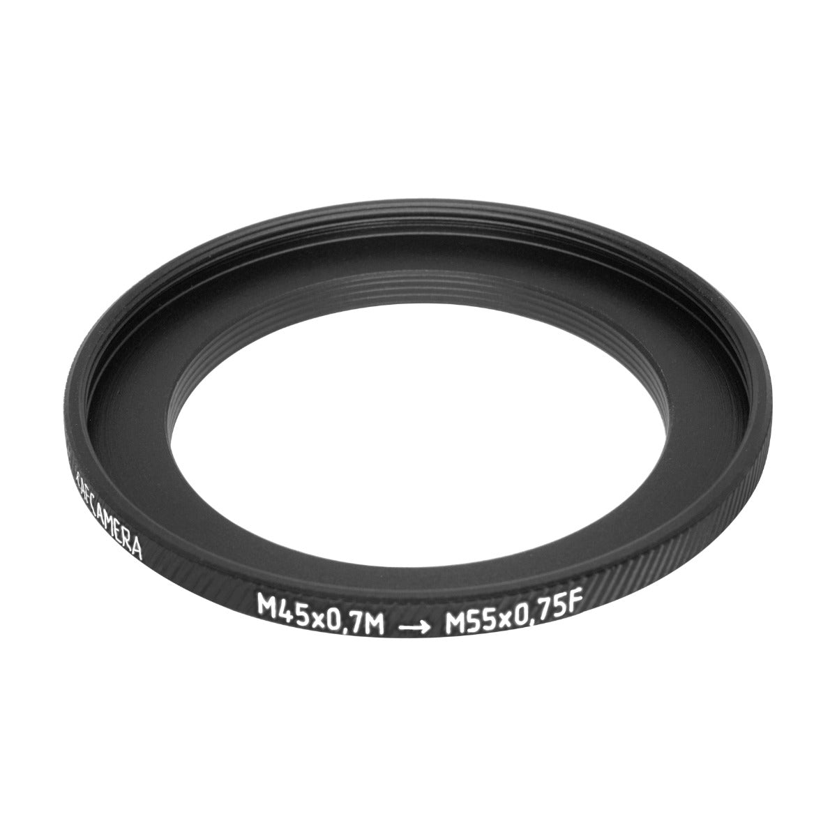 M45x0.7 male to M55x0.75 female thread adapter (45mm to 55mm step-up ring)