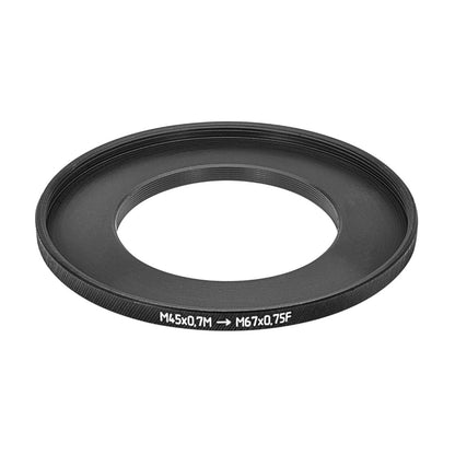 M45x0.7 male to M67x0.75 female thread adapter (45mm to 67mm step-up ring)