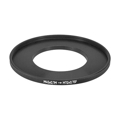 M45x0.7 male to M72x0.75 female thread adapter (45mm to 72mm step-up ring)