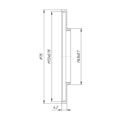 M45x0.7 male to M72x0.75 female thread adapter (45mm to 72mm step-up ring)