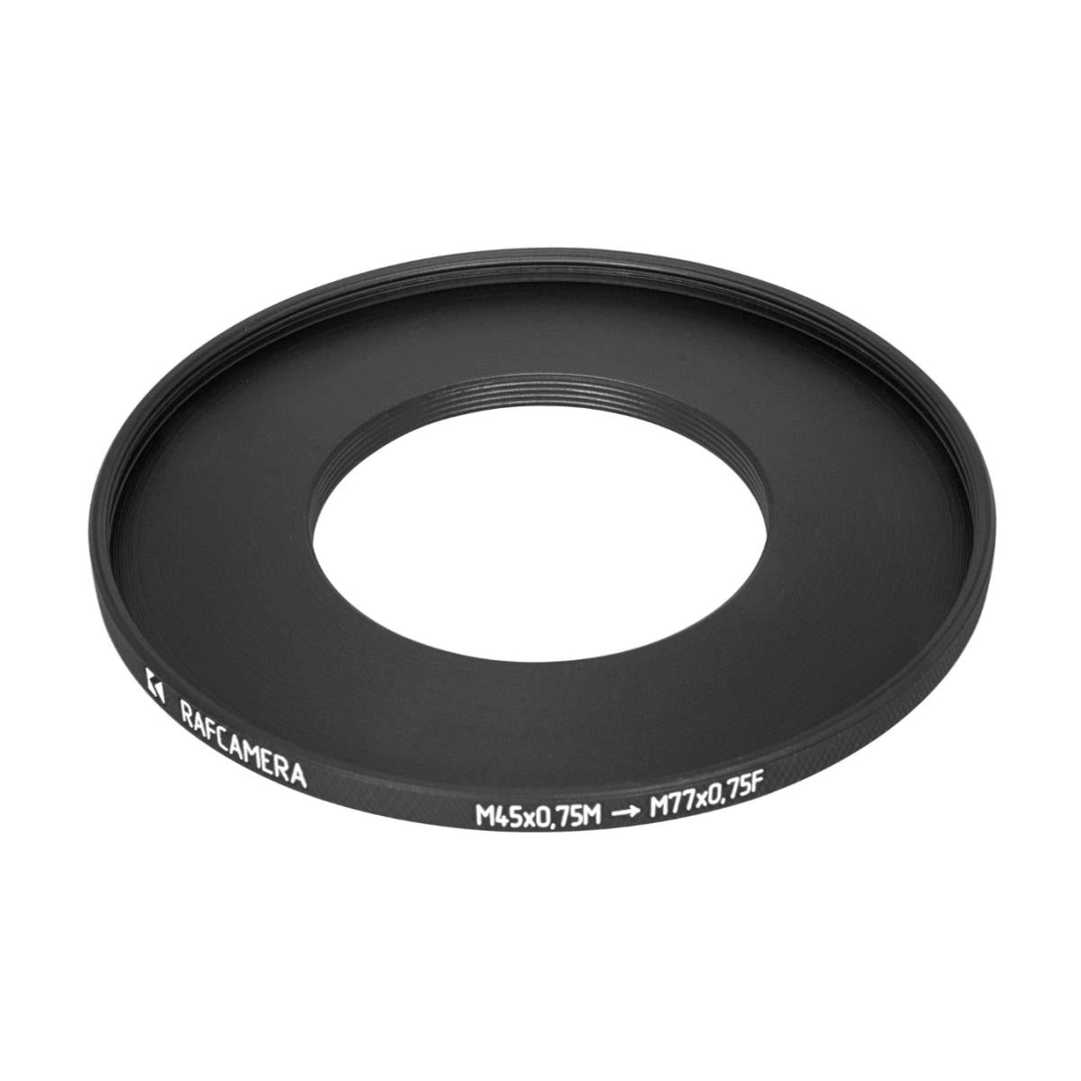 M45x0.7 male to M77x0.75 female thread adapter (45mm to 77mm step-up ring)