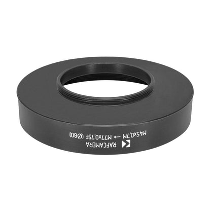 M45x0.7 male to M77x0.75 female thread adapter with 80mm outer diameter