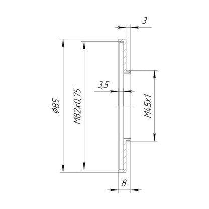M45x1 male to M82x0.75 female thread adapter