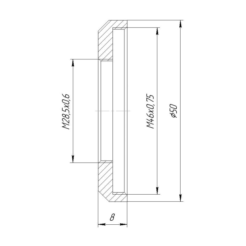 M46x0.75 female to M28.5x0.6 female thread adapter