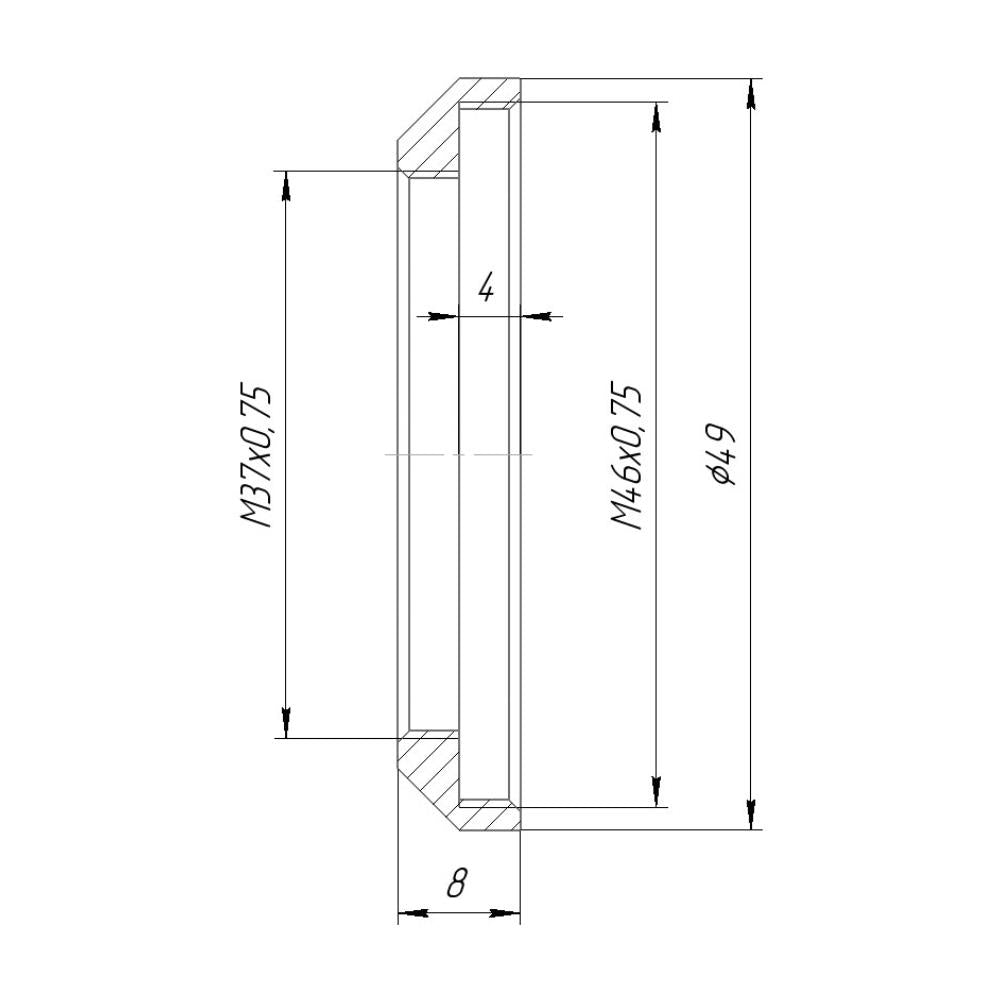 M46x0.75 female to M37x0.75 female thread adapter