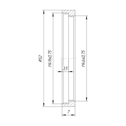 M46x0.75 female to M49x0.75 female thread adapter