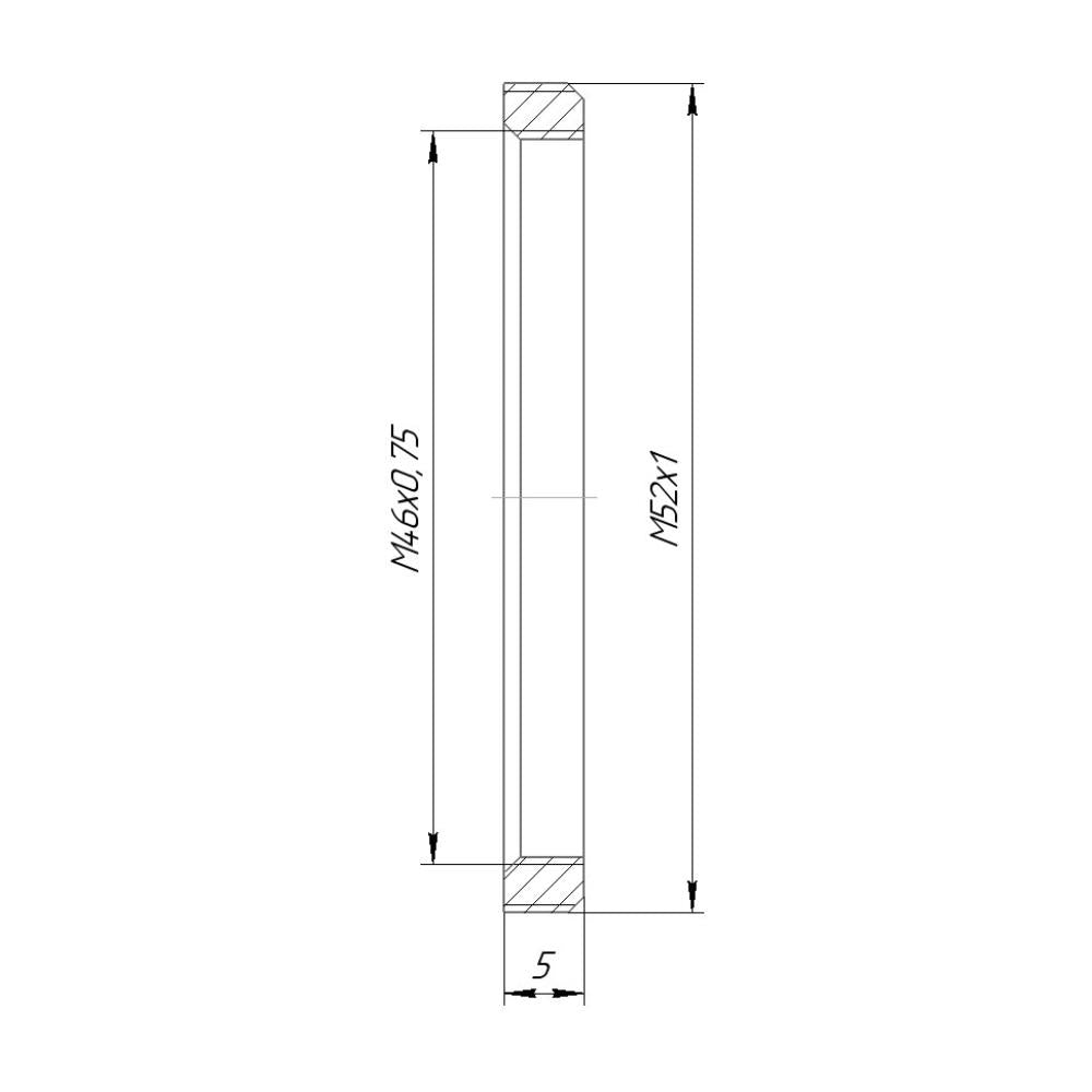M46x0.75 female to M52x1 male thread adapter, flangeless