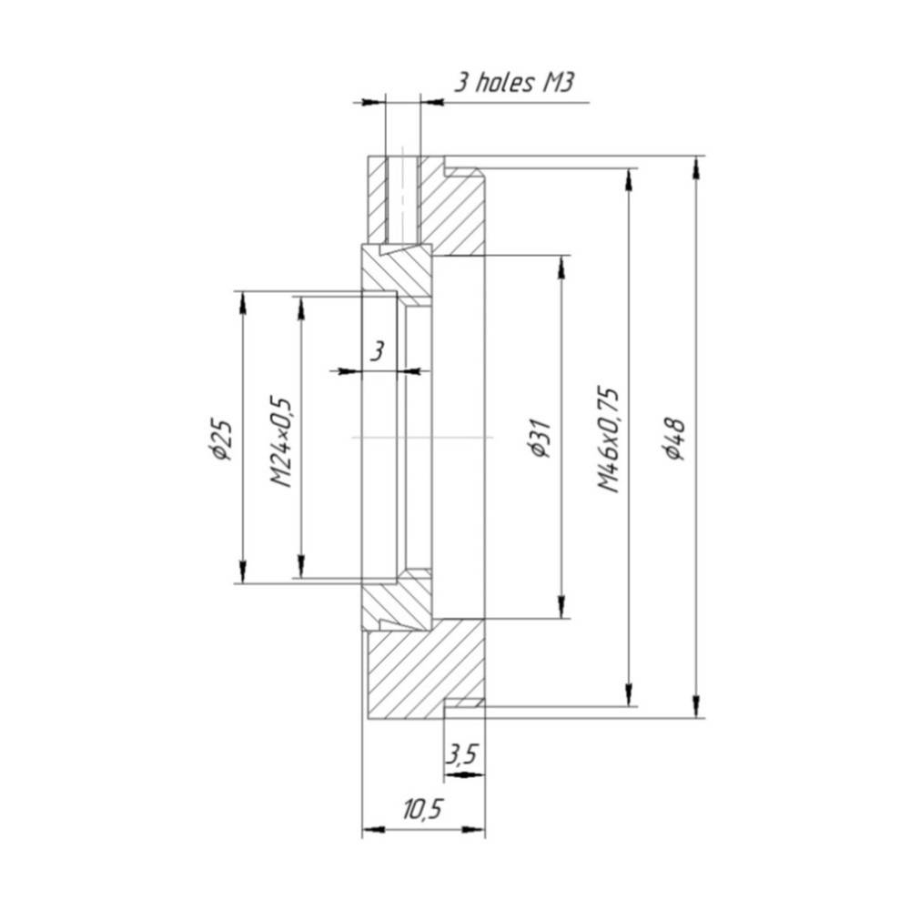 M46x0.75 male to M24x0.5 female step-down ring (adapter for Bolex 8/19/1.5x)