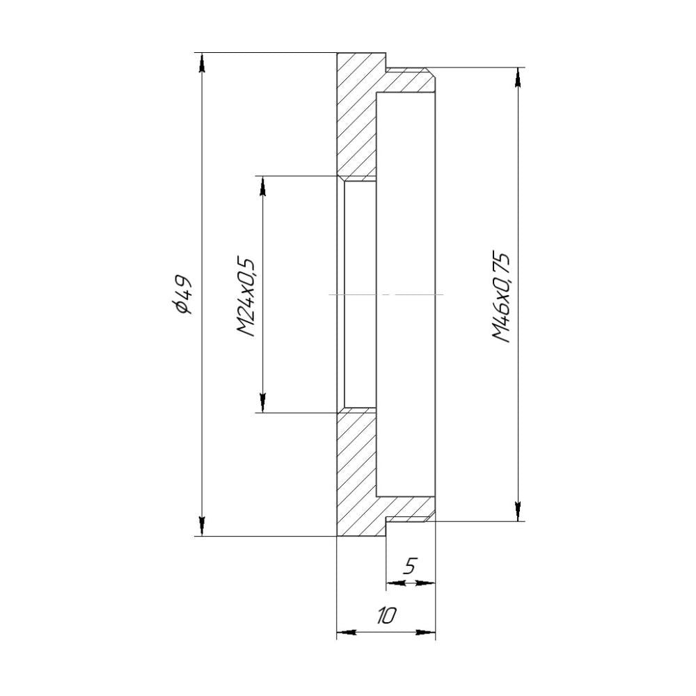 M46x0.75 male to M24x0.5 female thread adapter for Bolex 8/19/1.5x lens