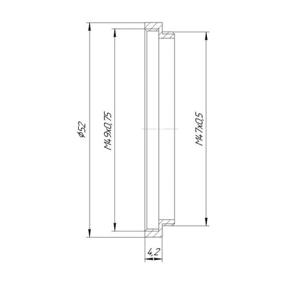 M47x0.5 male to M49x0.75 female thread adapter (47mm to 49mm step-up ring)