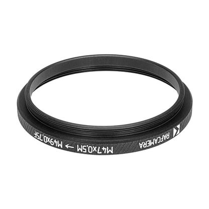 M47x0.5 male to M49x0.75 female thread adapter (47mm to 49mm step-up ring)
