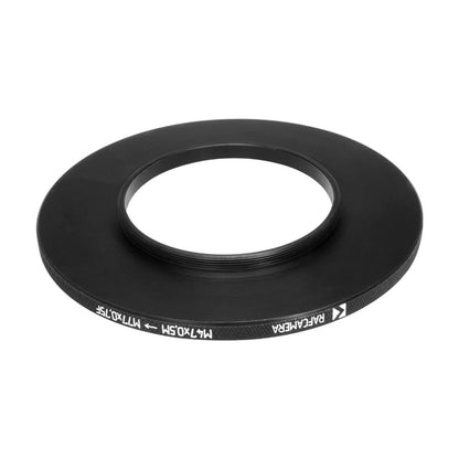 M47x0.5 male to M77x0.75 female thread adapter (47mm to 77mm step-up ring)