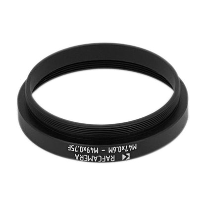 M47x0.6 male to M49x0.75 female thread adapter