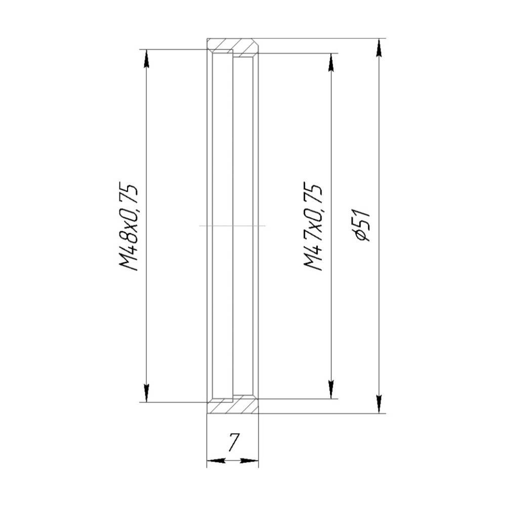 M47x0.75 female to M48x0.75 female thread adapter