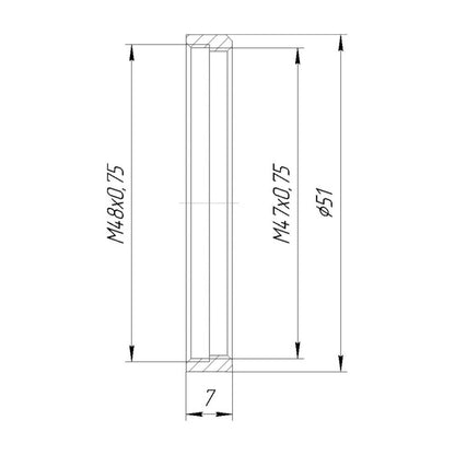 M47x0.75 female to M48x0.75 female thread adapter