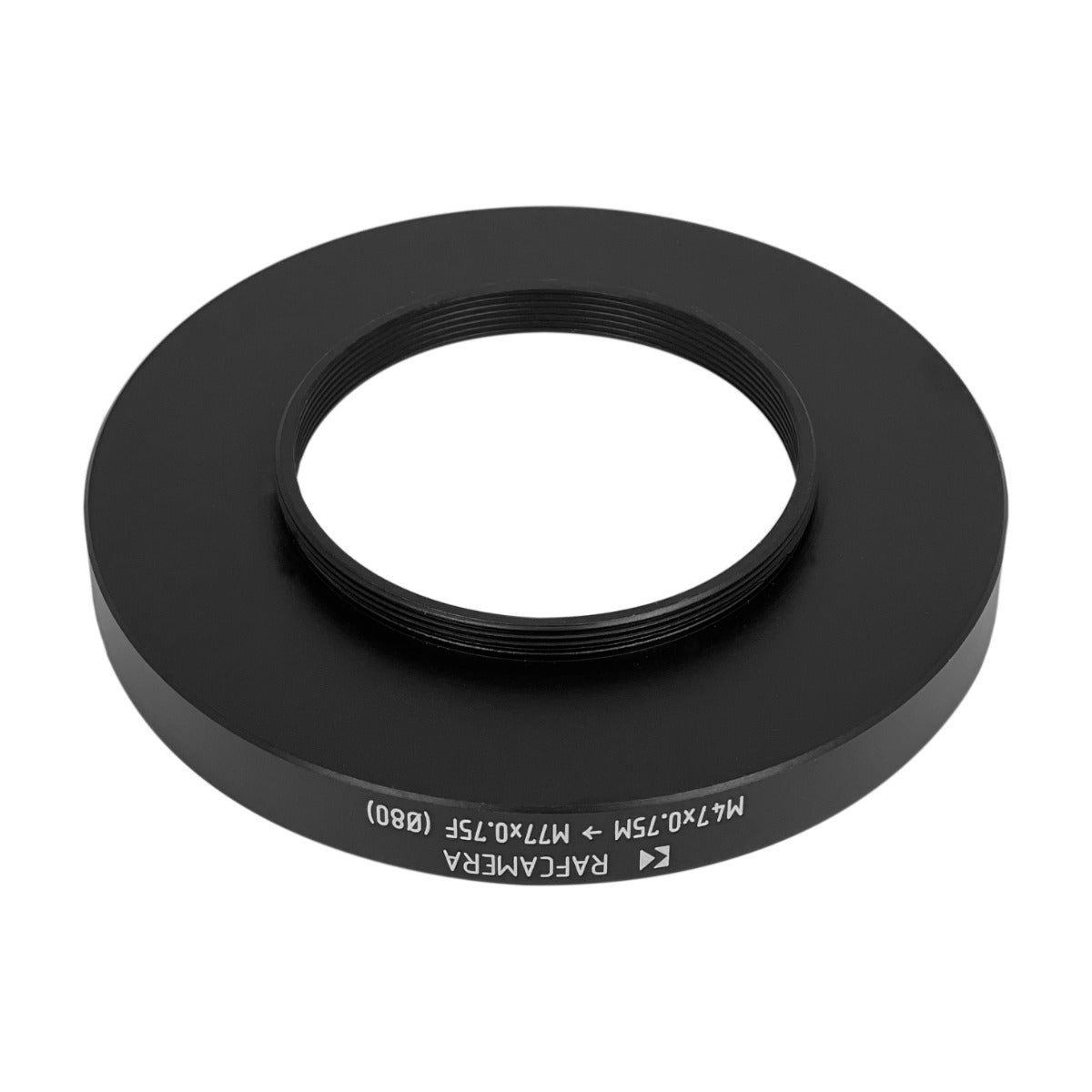 M47x0.75 male to M77x0.75 female thread adapter with 80mm outer diameter