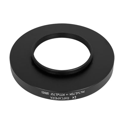 M47x0.75 male to M77x0.75 female thread adapter with 80mm outer diameter