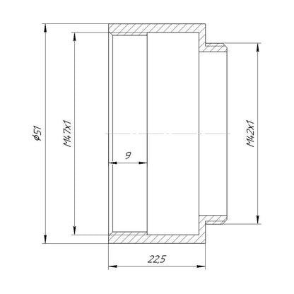 M47x1 female to M42x1 male thread adapter
