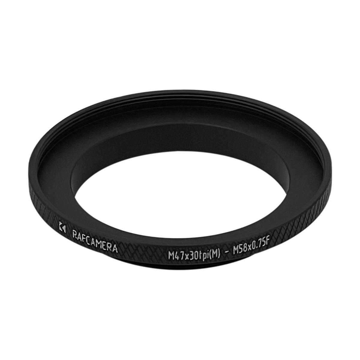 M47x30tpi male to M58x0.75 female thread adapter