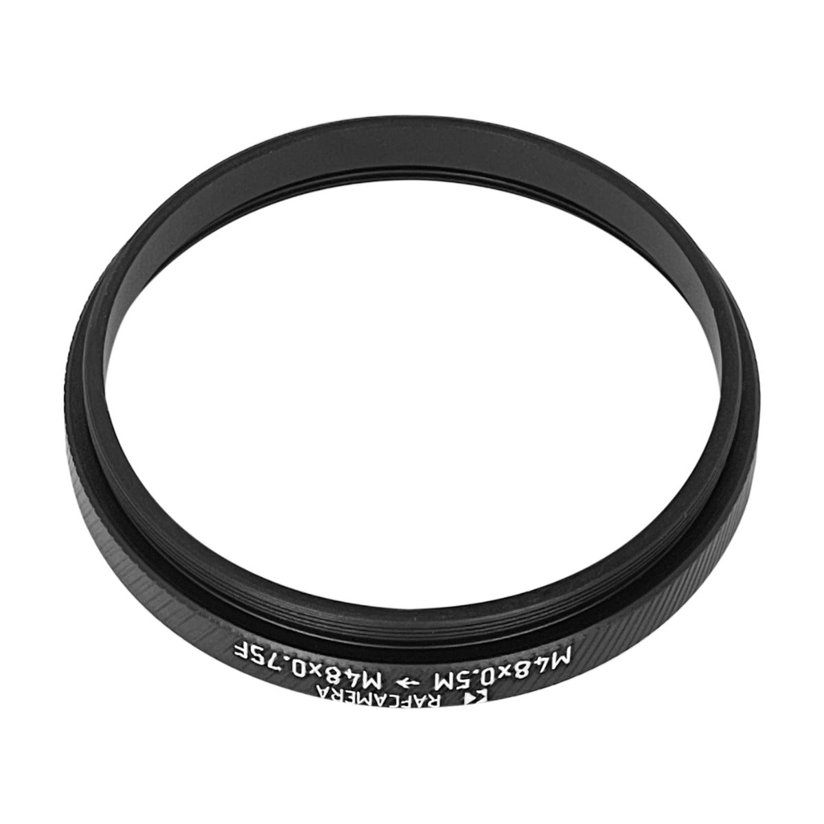 M48x0.5 male to M48x0.75 female thread adapter (pitch converter)