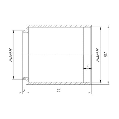 M48x0.75F female to T2 male thread adapter (RC8 ZWO to TSFlat2 flattener spacer)