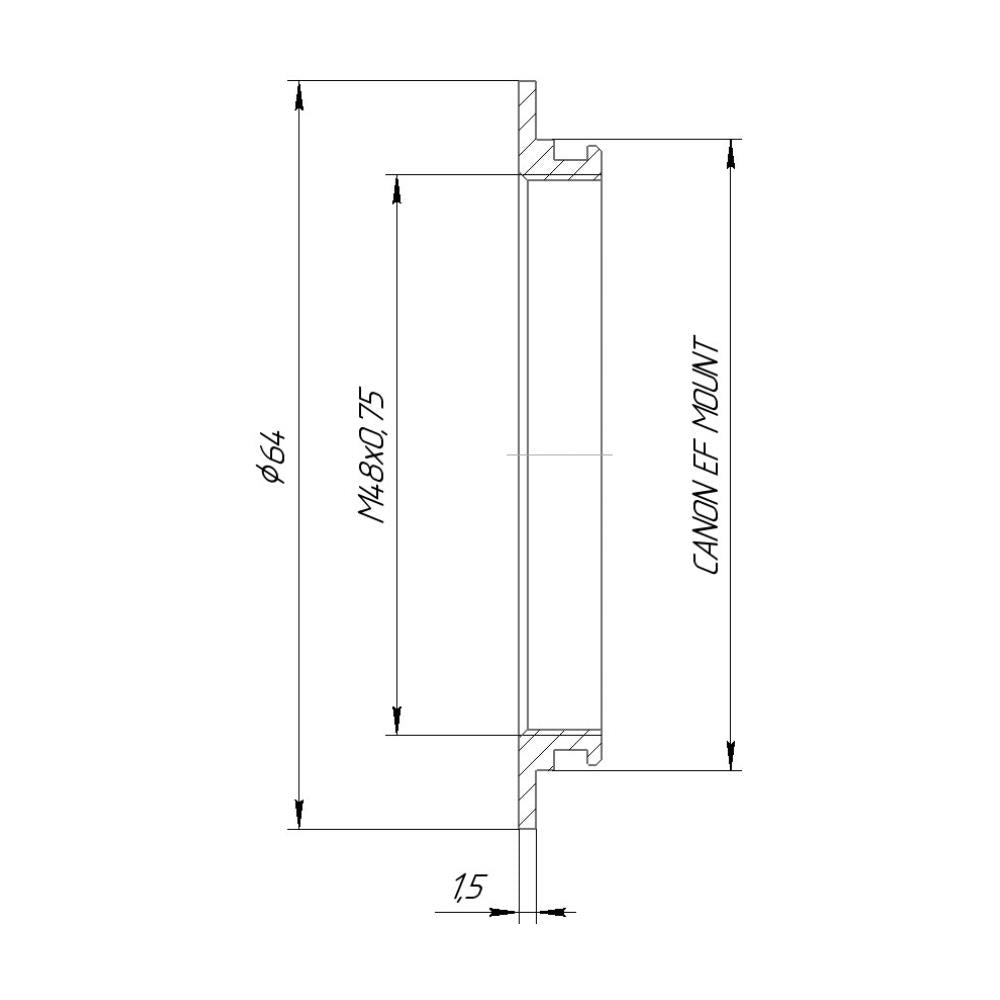 M48x0.75 female thread to Canon EOS (EF) camera mount adapter