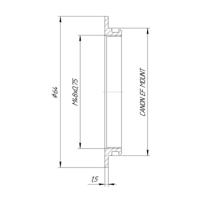 M48x0.75 female thread to Canon EOS (EF) camera mount adapter