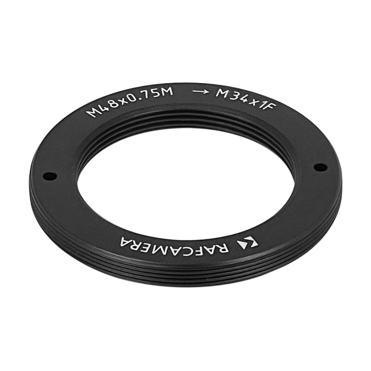 M48x0.75 male to M34x1 female thread adapter, flangeless