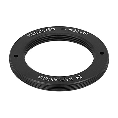 M48x0.75 male to M34x1 female thread adapter, flangeless