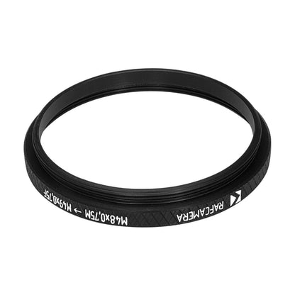 M48x0.75 male to M49x0.75 female thread adapter (48mm to 49mm step-up ring)