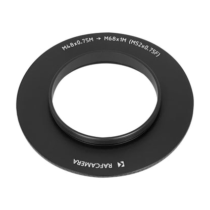 M68x1 male to M48x0.75 male thread adapter with M52x0.75 female thread