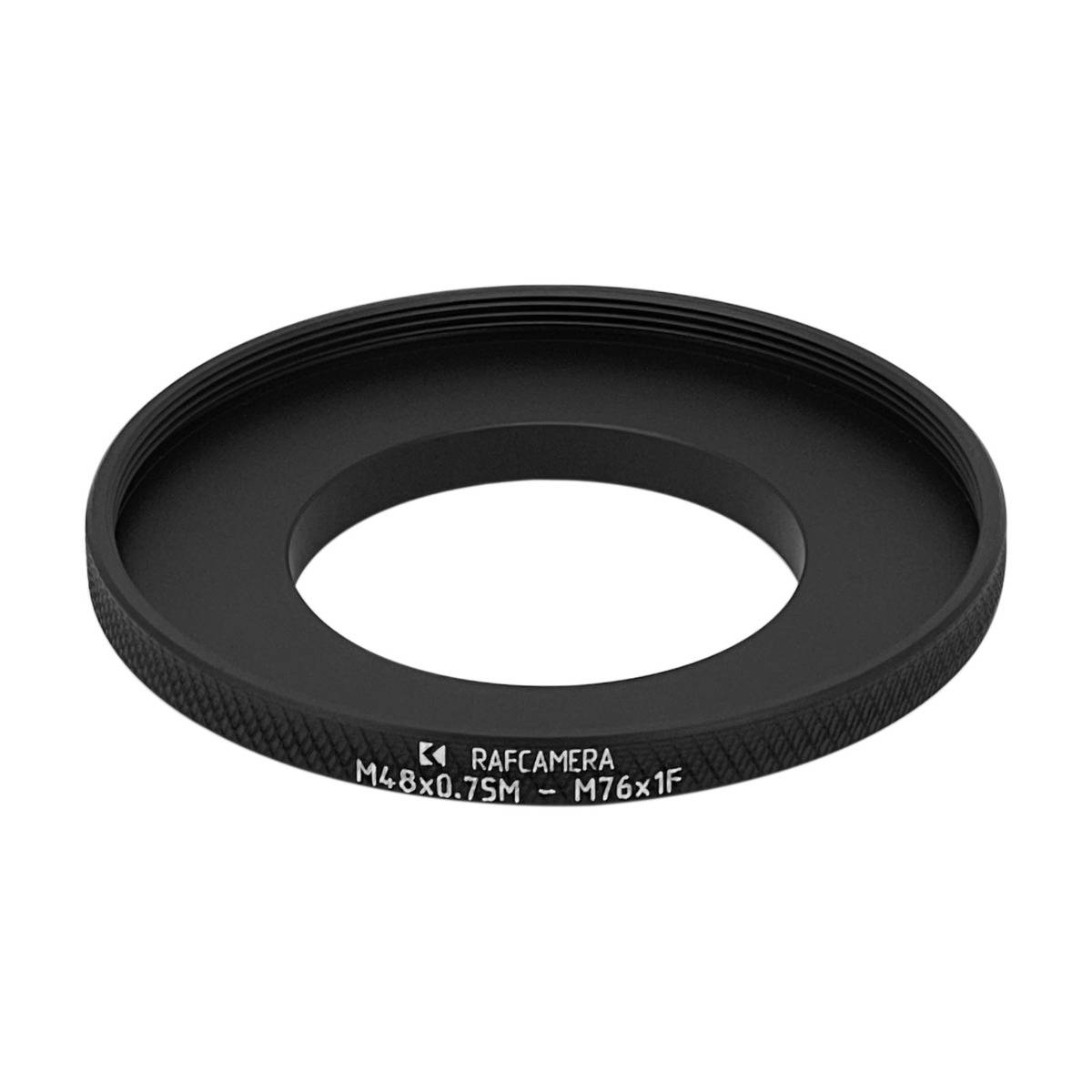 M48x0.75 male to M76x1 female thread adapter