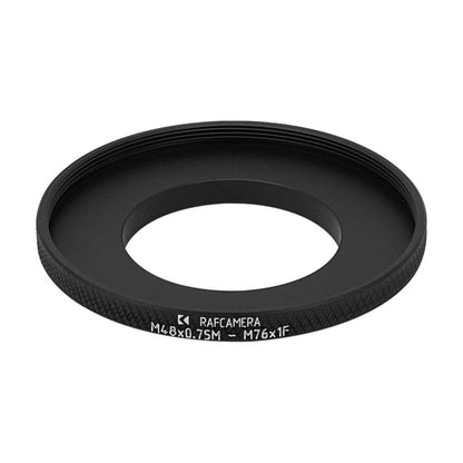 M48x0.75 male to M76x1 female thread adapter