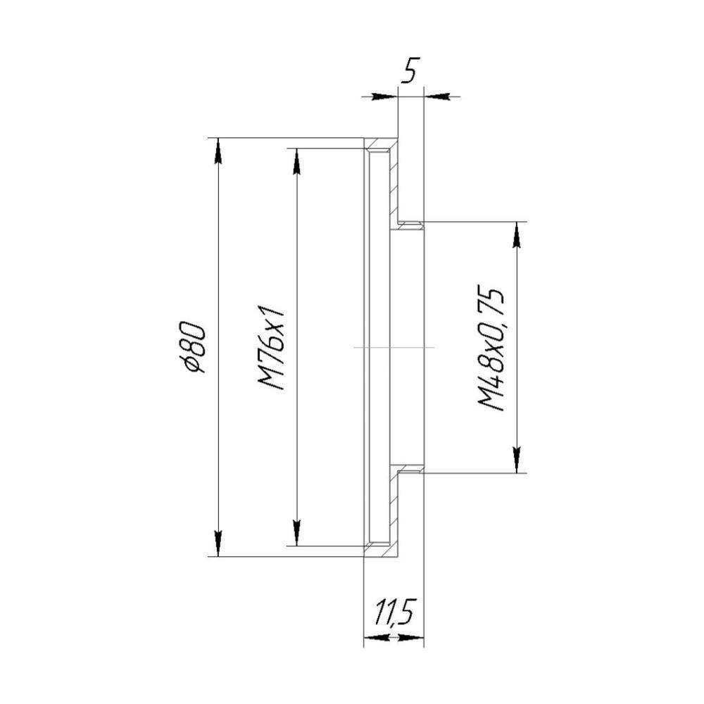 M48x0.75 male to M76x1 female thread adapter