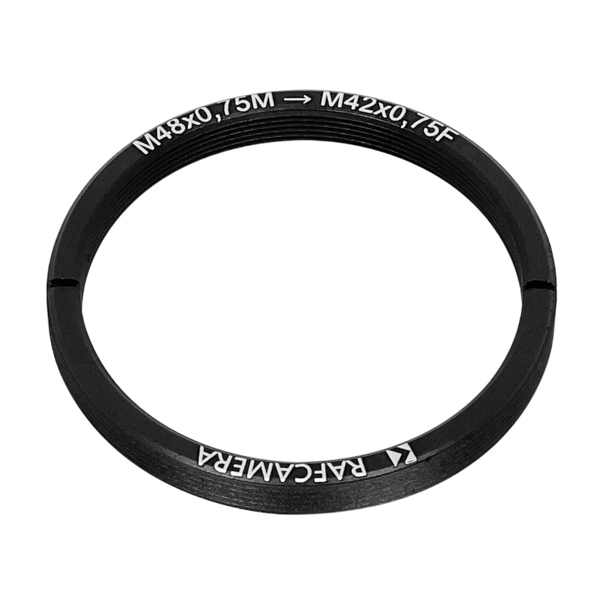 M48x0.75 male to M42x0.75 (T2) female thread adapter, flangeless