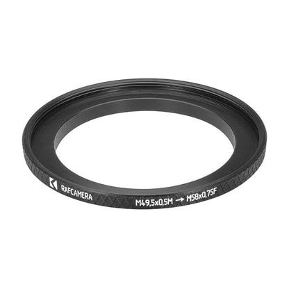M49.5x0.5 male to M58x0.75 female thread adapter (49.5mm to 58mm step-up ring)