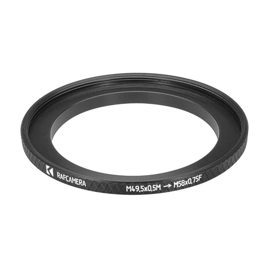 M49.5x0.5 male to M58x0.75 female thread adapter (49.5mm to 58mm step-up ring)