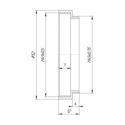 M49x0.5 female to M45x0.75 male thread adapter