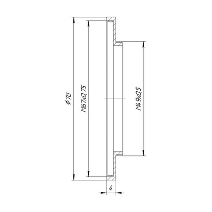 M49x0.5 male to M67x0.75 female thread adapter (49mm to 67mm step-up ring)