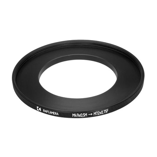 M49x0.5 male to M72x0.75 female thread adapter (49mm to 72mm step-up ring)