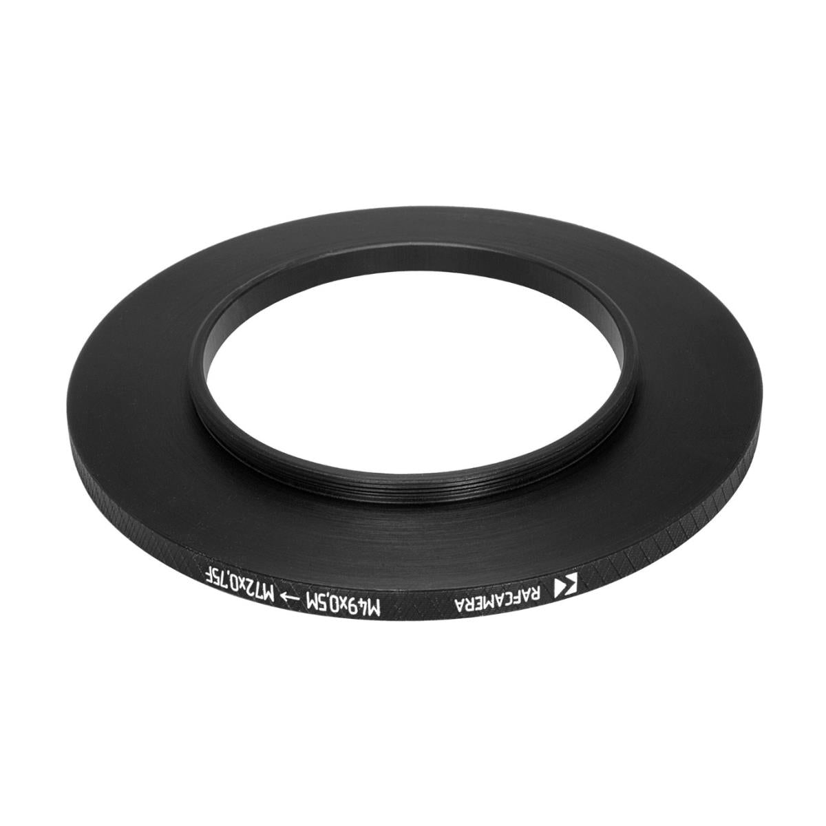 M49x0.5 male to M72x0.75 female thread adapter (49mm to 72mm step-up ring)