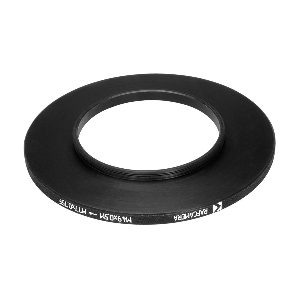 M49x0.5 male to M77x0.75 female thread adapter (49mm to 77mm step-up ring)