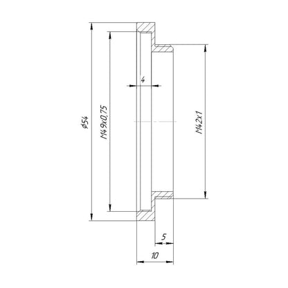 M49x0.75 female to M42x1 male thread adapter