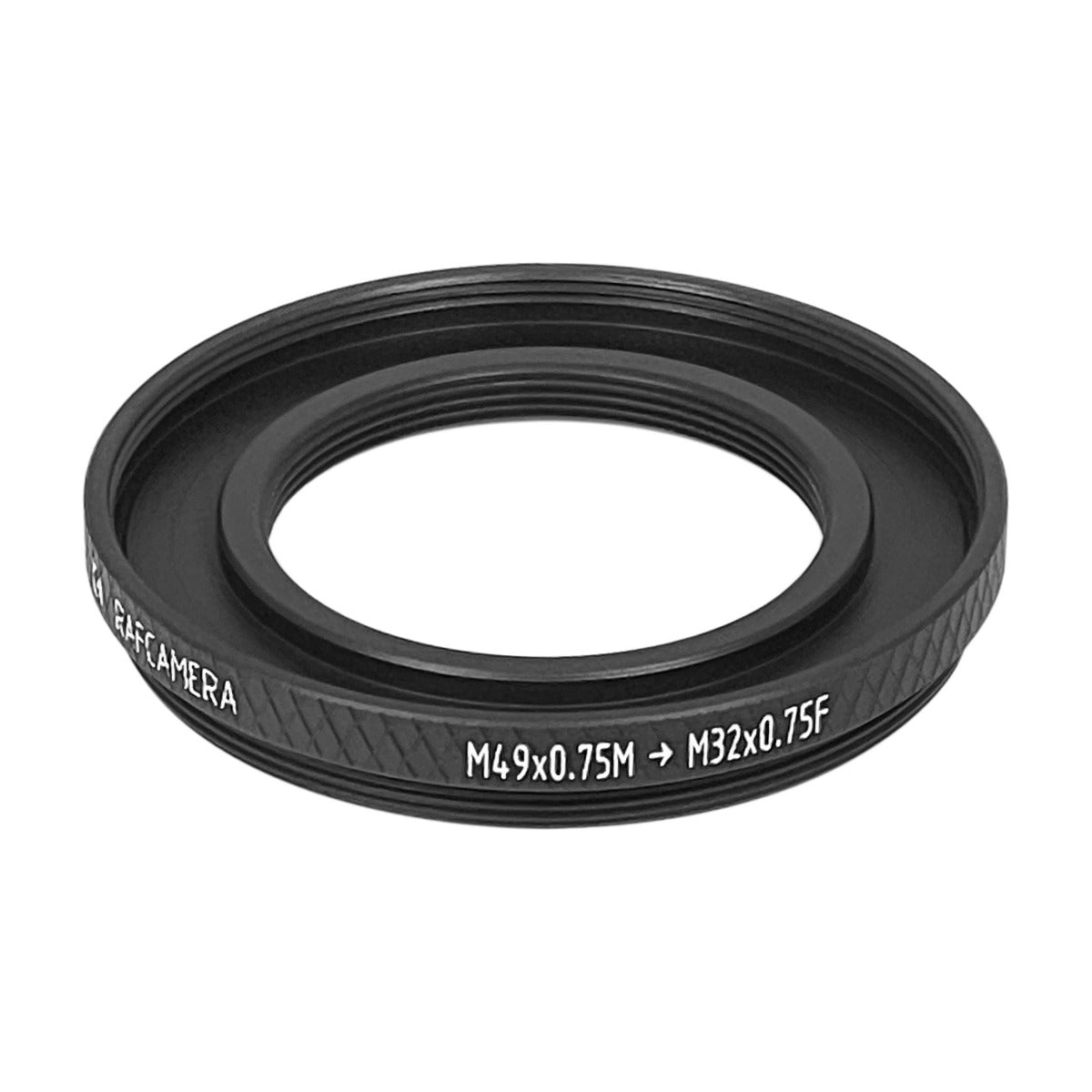 M49x0.75 male to M32x0.75 female thread adapter (49mm to 32mm step-down ring)