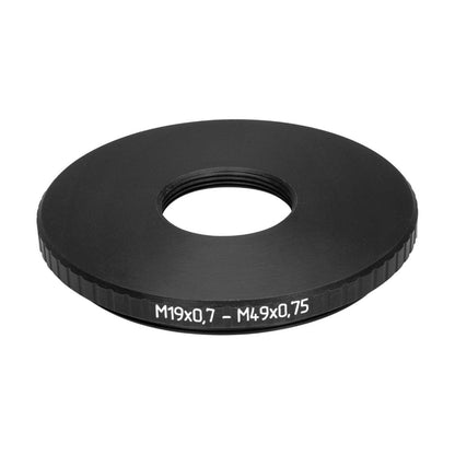 M49x0.75 male to M19x0.75 female thread adapter (49mm to 19mm step-down ring)