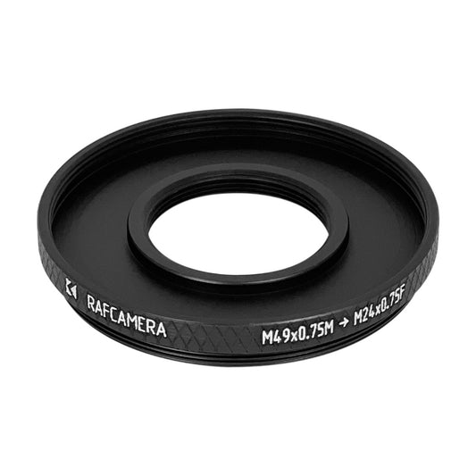 M49x0.75 male to M24x0.75 female thread adapter (49mm to 24mm step-down ring)