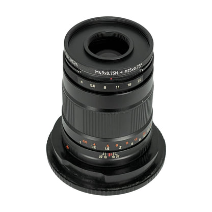 M49x0.75 male to M25x0.75 female thread adapter (49mm to 25mm step-down ring)