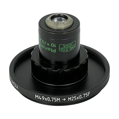 M49x0.75 male to M25x0.75 female thread adapter (49mm to 25mm step-down ring)