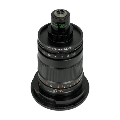 M49x0.75 male to M25x0.75 female thread adapter (49mm to 25mm step-down ring)